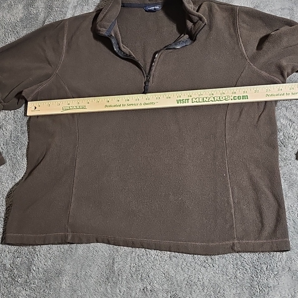 Land's End Pull Over Fleece 1/4 Zip Thermacheck Brown Size XL 18-20 - Picture 5 of 6